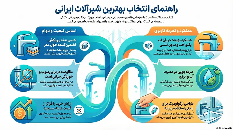 اینفوگرافیک مقایسه کیفیت شیرآلات ایرانی